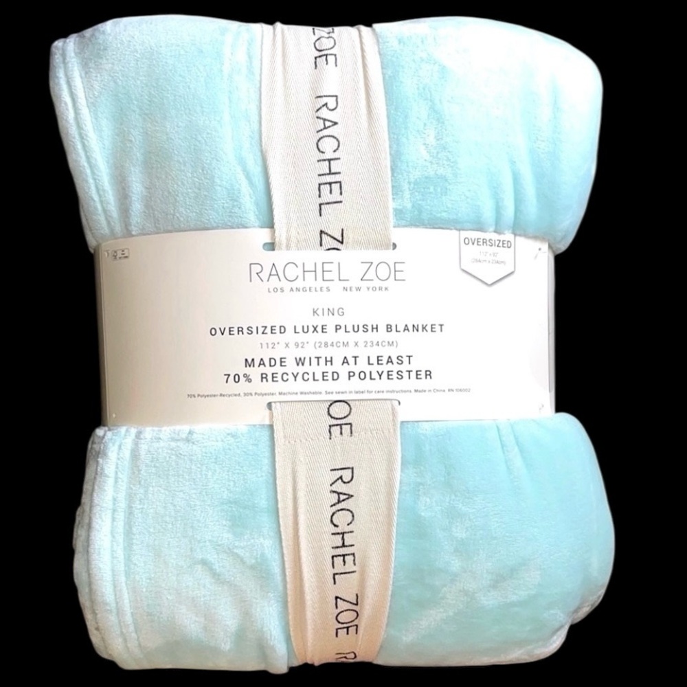 Rachel Zoe Plush Blanket in Soft Blue